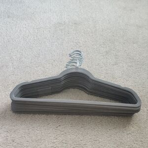 Lot Of 15 Gray Non-Slip Velvet Clothes Adult Size Hangers Organizetional Storage